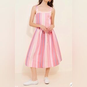 Free People Striped Midi Dress in Pink and Blue